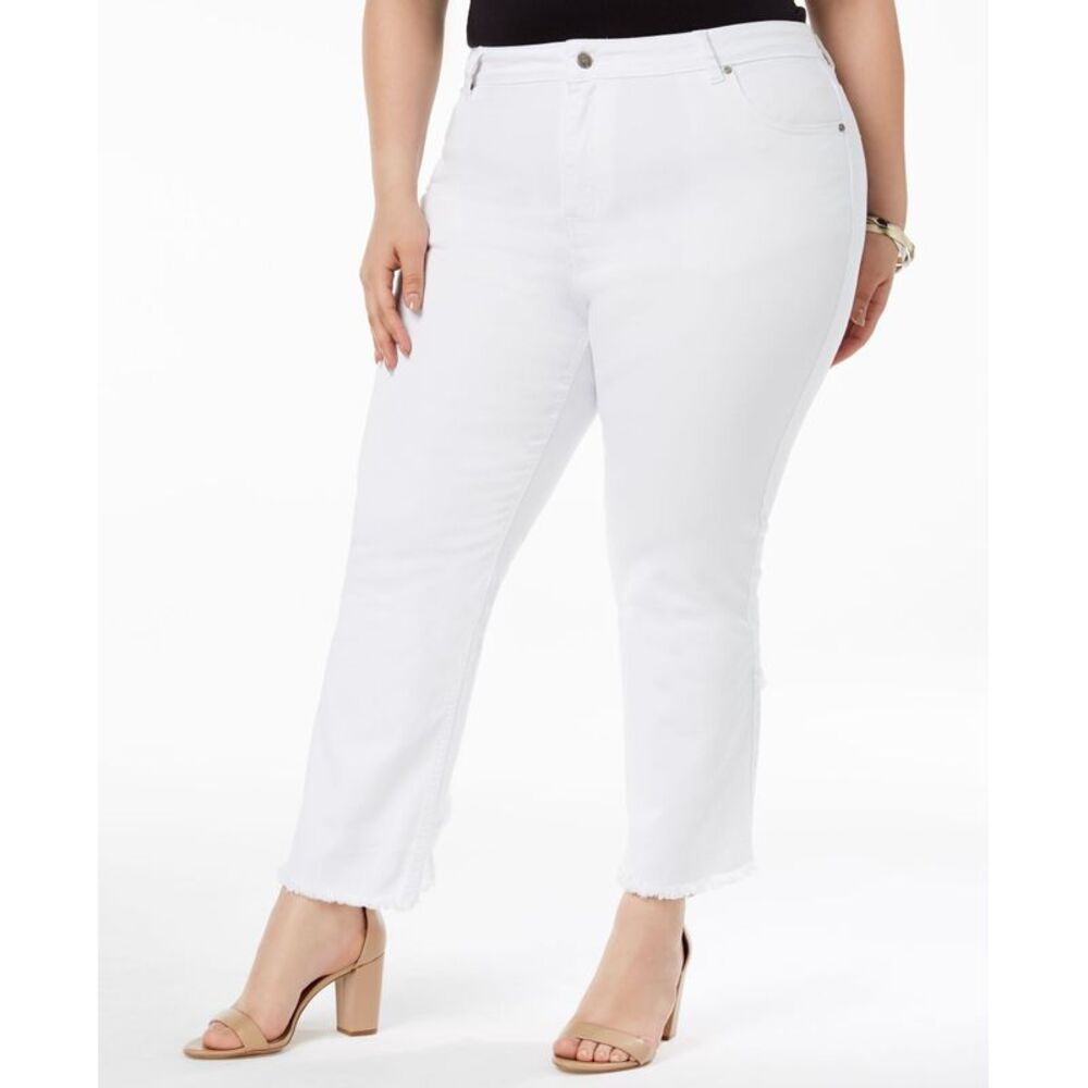 NY Collection Plus Petite Plus Size Frayed Cutout Cuff Jeans